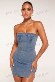 Denim Zip Up Mini Dress