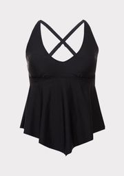 Black V-Neck Tankini Swim Top Size 2X