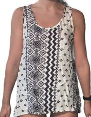 Bohemian Blue and White Tribal Print Tank Top