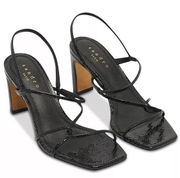 NIB NEW  Faye Argent Snakeskin Embossed Leather Strappy Sandals