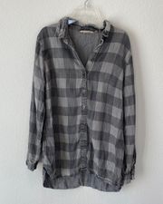 Soft Surrounding Plaid Flannel Button Down Top size small 