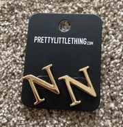 PrettyLittleThing N Letter Stud Earrings