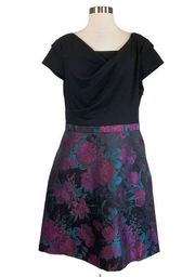 Women's Cocktail Dress Size 8 Black Floral Skirt Fit and Flare