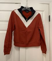 NWOT Orange And Blue 3/4 Zip Pullover