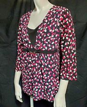 Notations Black, Pink, & White Blouse (M)