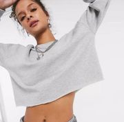 Topshop  cropped raw hem sweatshirt in gray size 4