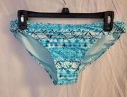 OP Blue and White Tie Dye Bikini Tropical Women's Swim Bottoms Size Medium