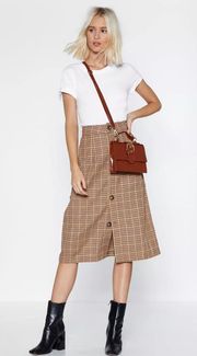 Midi Check Skirt