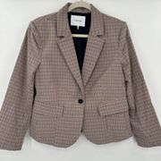 FRAME Andorra Multi Plaid Single Button Blazer Size 8 Notch Lapels Vented Cuffs