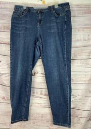 Lane Bryant Low Rise Boyfriend Jeans Women 16 Cotton Stretch Blue Denim 5 Pocket