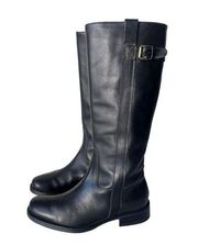 J CREW Brewster Tall leather Riding Boots Black 7