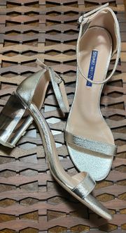 Silver Metallic Clear Lucite Heel Shoes