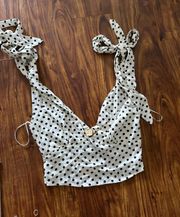 Polka Dot Linen Top