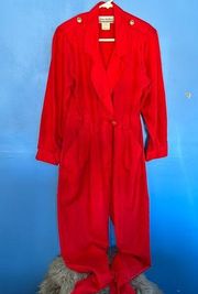 Joan Walters Red Nylon Vintage Jumpsuit Size 10