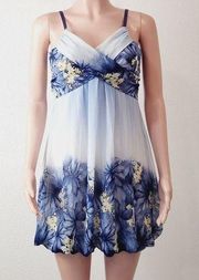 CAMEO Strapless Floral Spring Flowers Wrap Around Belt Tie Mini Dress Size: M