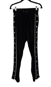 The Kooples SPORT Women's Black Sweet Fleece Snap Jogger Sweat Pants Size Small