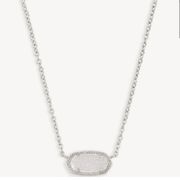 Kendra Scott Elisa Necklace Iridescent Drusy Pendant Silver Chain