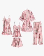 5 Piece Floral Pajama Loungewear Set