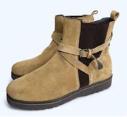 Donald Pliner Boots Size 12 Leather Suede Tan Captain Booties