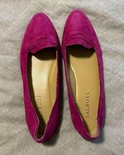 ☀️3/$25 Talbots hot pink loafers 6.5 pointed toe suede driving
