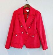 House of Harlow 1960 Tweed One Button Blazer Jacket Watermelon Size Small NEW