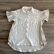 NWT Fawn Heather Gray Ruffle Sleeve Button Up Boho Blouse