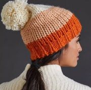 NWT ANTHROPOLOGIE Colorblock Pommed Candy Corn Fall Vibes Beanie