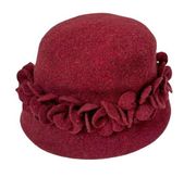 STCN Madrid Anthropologie Burgundy Wool Blend Bohemian Bucket Hat OS