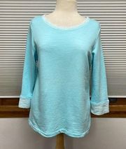 Fresh Produce Aqua Swimming Blue Sunset French Terry Sweatshirt Size XS