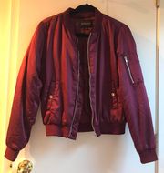 Cranberry Satin Bomber 