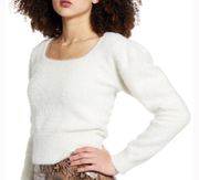 Women’s  the Label Fuzzy Cropped Pullover Ivory Sweater