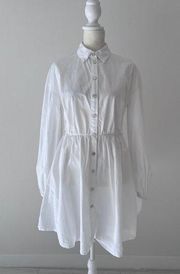 River Island  poplin mini shirt dress in white size US 4