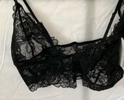 Free People: intimately fp- Everyday Lace Long Line~Black lace bralette- 2- sz M