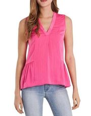 Vince Camuto sleeveless rumple ruffle blouse bright hibiscus Size M