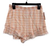 BB Dakota Pink Plaid Ruffle Hem Shorts Size 6 New