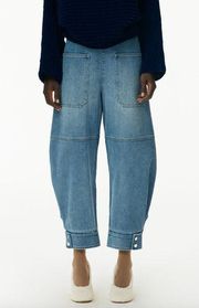 Tibi Sculpted Mid-Rise Tapered-Leg Denim Pants