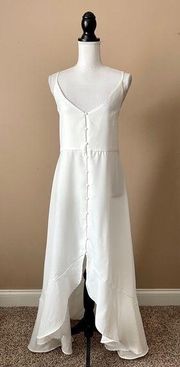 NASTY GAL | White Button Down High Low Sleeveless Maxi Dress Sz 10