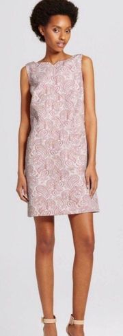 Blush Pink Floral Jacquard Sleeveless Shift Mini Dress