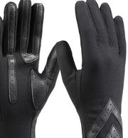 Isotoner Signature Chevron Stretch Touchscreen Gloves in Black NWT MSRP $52