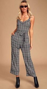 Heartloom Gray Plaid Dark Academia Jumpsuit