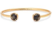 Kendra Scott Davie Vintage Gold Tone Cuff Bracelet Golden Obsidian