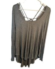 Sweet Claire Ribbed Long Sleeve Top Heather Gray