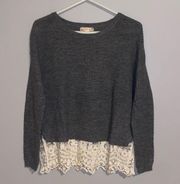 Gray and lace sweater