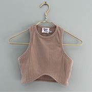 Princess Polly  Nude Ribbed Sleeveless Crop Top US 0