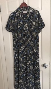 Floral Print Button Front Short Sleeve Dress Women's Size W22