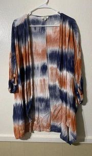 Umgee Womens Kimono Topper Rayon Bohemian Multicolor Boho Beachy Tie Dye Medium