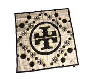 Tory Burch Women's Ivory Silk Double-Sided 3D T Monogram Square Scarf New