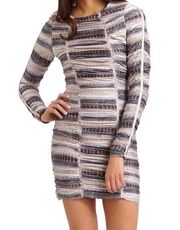 TORN BY RONNY KOBO Dress Size Medium Bodycon Ruched Mini Long Sleeve Reptile
