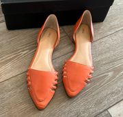 Sz 5 M 5M Coral Leather Flat Shoes So-Ambera