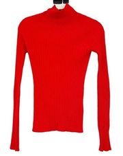 Uniqlo Womens Mock Neck Ribbed Knit Long Sleeve Fitted Sweater Size XS Red